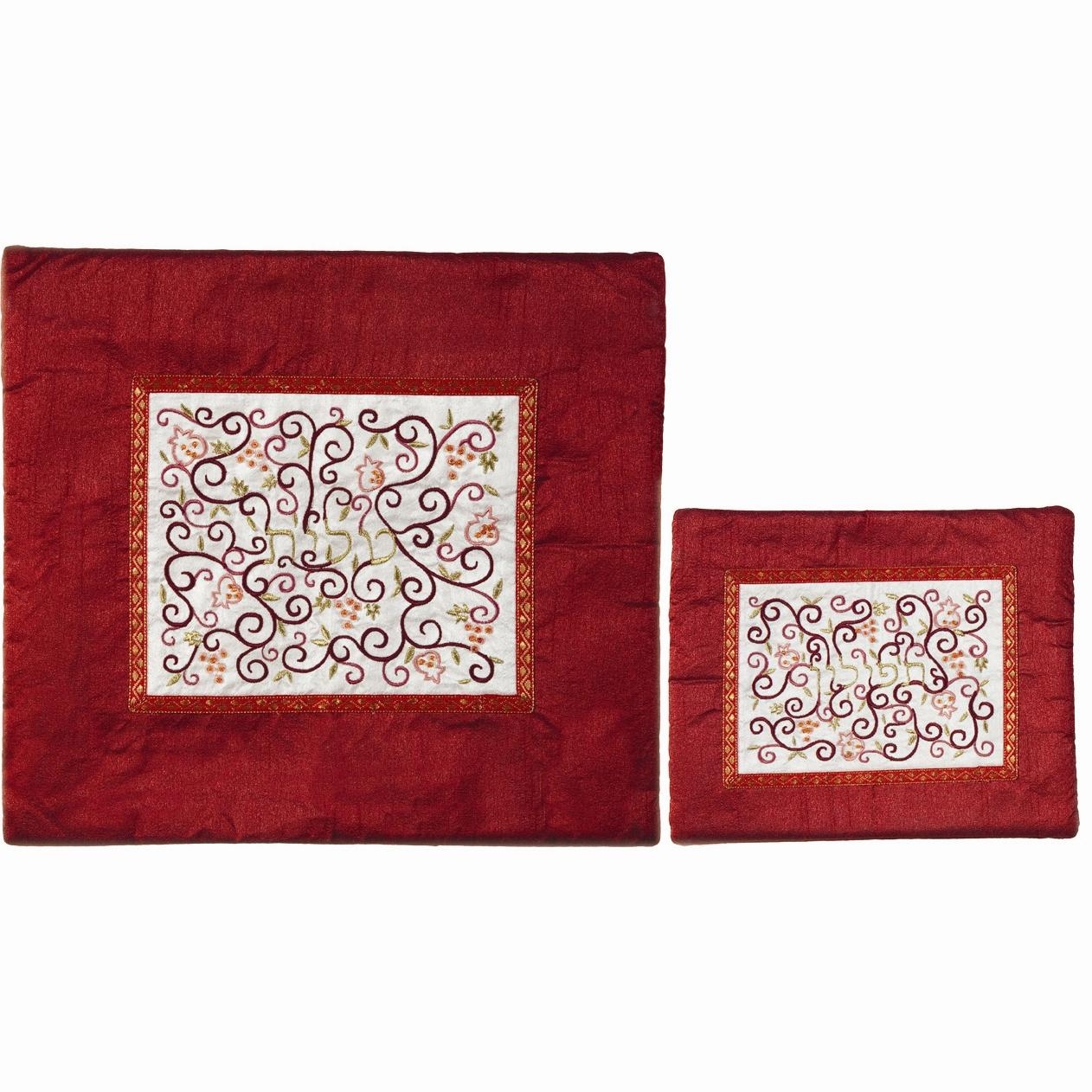 Yair Emanuel Embroidered Tallit and Tefillin Bag Set - Pomegranates (Red) - 1