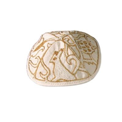Yair Emanuel Hand Embroidered Hat - Nature Gold - 1