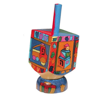  Yair Emanuel Small Wooden Dreidel with Stand - Toys - 1