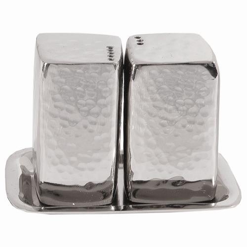 Yair Emanuel Textured Anodized Aluminum Salt & Pepper Shaker - Silver - 1
