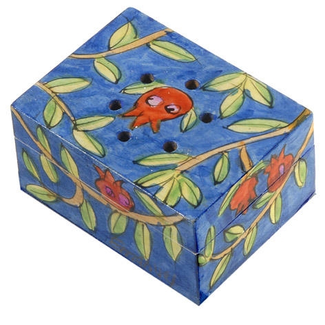  Yair Emanuel Wooden Havdalah Spice Box - Pomegranates - 2