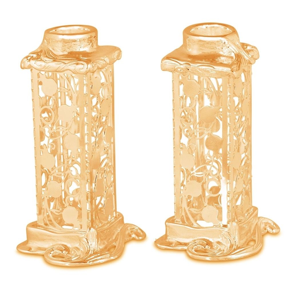 Yealat Chen Gold Plated Candlesticks - Pomegranate Branches - 1