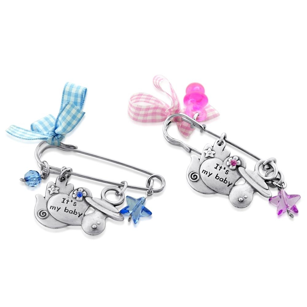  Yealat Chen Silver Plated Baby Pin with Blessings and Charms - 1