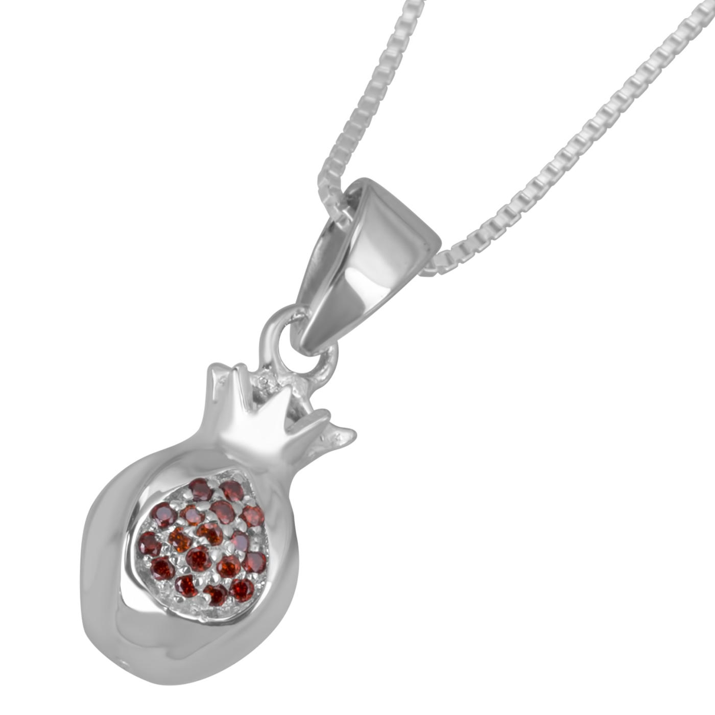 Sterling Silver Octagonal Pomegranate Pendant with Cubic Zirconia - 1