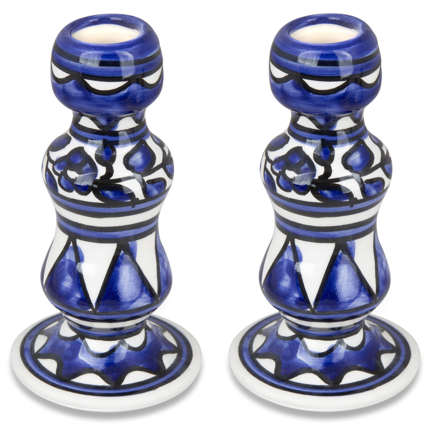 Armenian Ceramics Candlesticks - Blue Flowers - 1