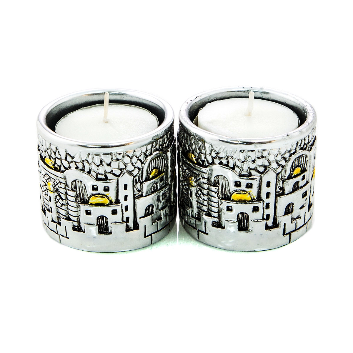 Jerusalem Silver-Plated Travel Shabbat Candlesticks  - 1
