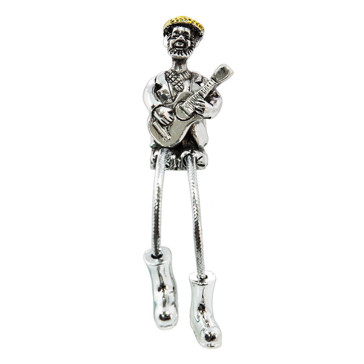 Silver-Plated Shelf Guitar Figurine with String Legs - 1