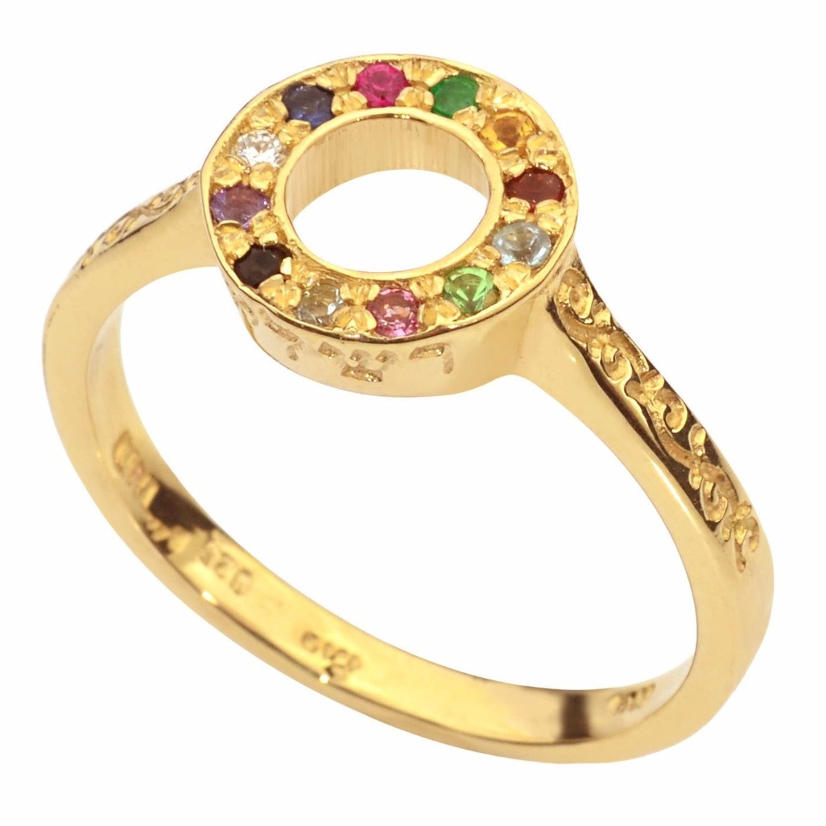 9K Gold Round Chosen "Rachel" Ring with Gemstones - 1