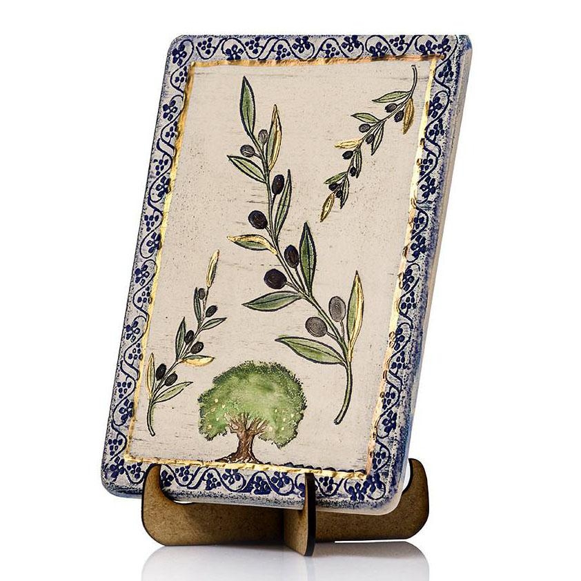 Art in Clay Handmade Ceramic Olive – Seven Species Wall Hanging with 24K Gold - 1