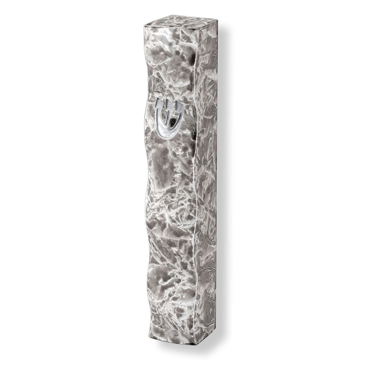 Gray Marble Mezuzah Case with Shin - 1