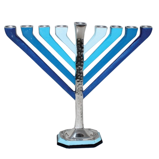 Blue Aluminum Chabad Menorah - 1