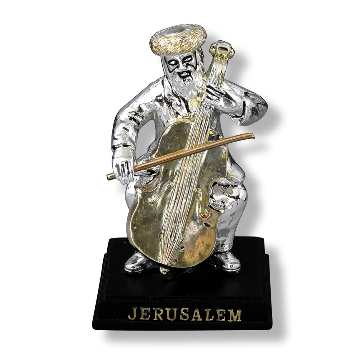 Jerusalem Hassidic Silver-Plated Cello Figurine - 1