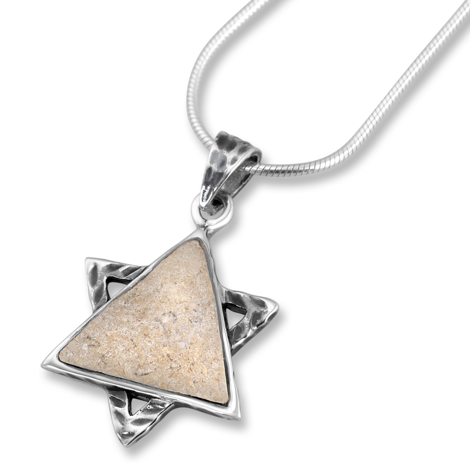 Two-Sided Jerusalem Stone Star of David Necklace - 1