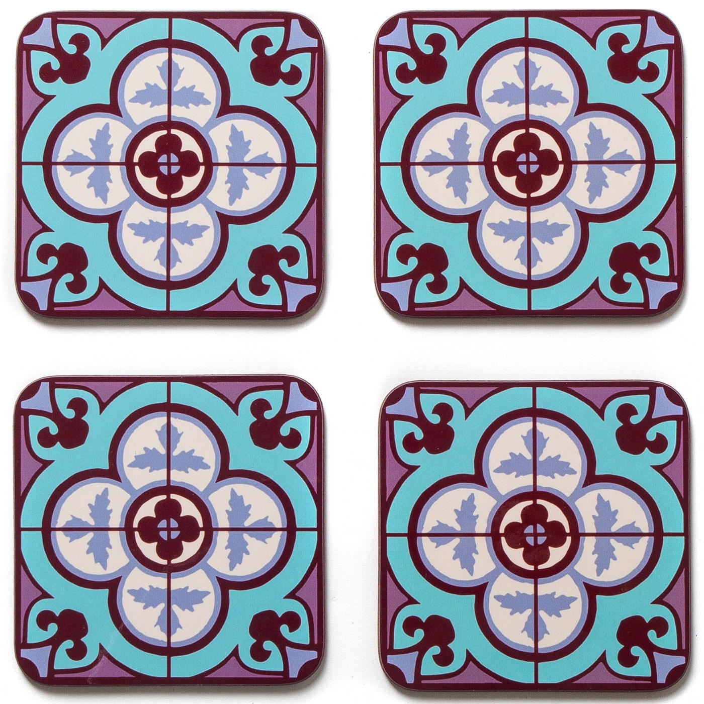 Barbara Shaw Purple Flower Tile Coasters - 1