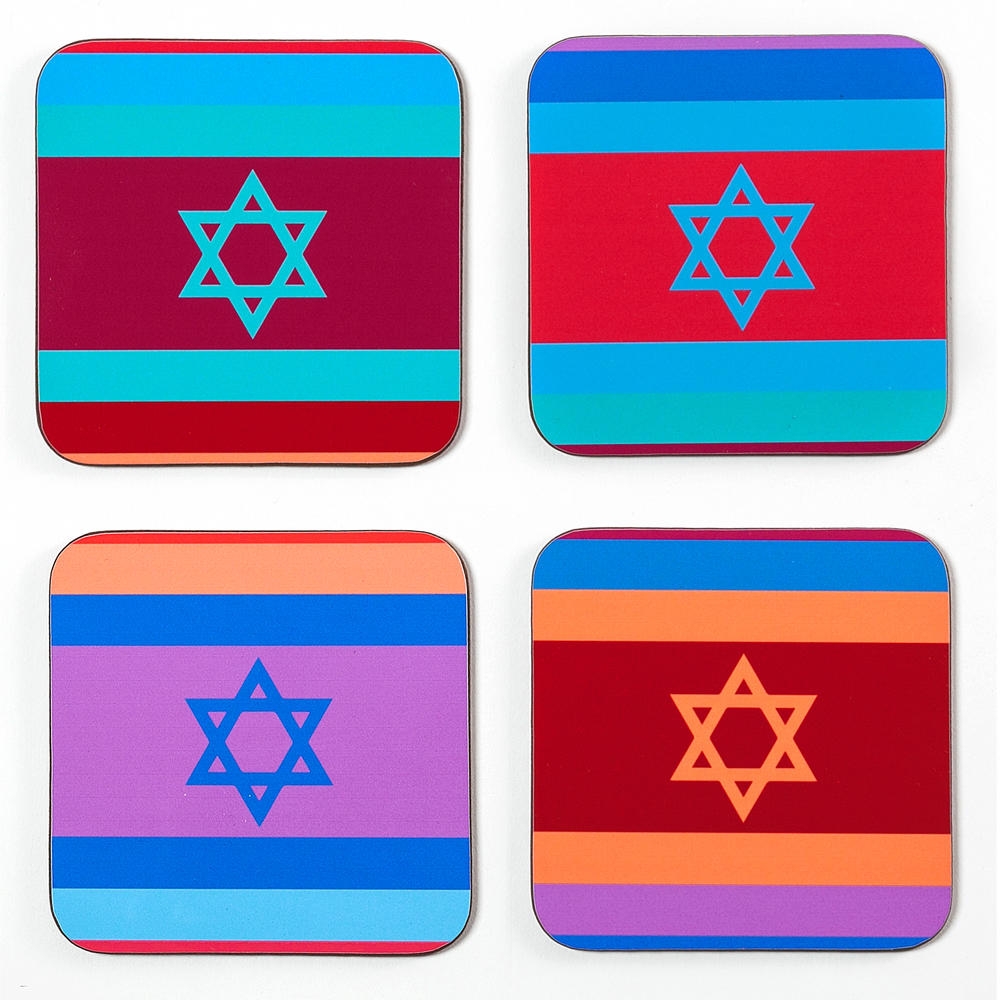 Set of 4 Barbara Shaw Coasters - Multicolored Israel Flag - 1