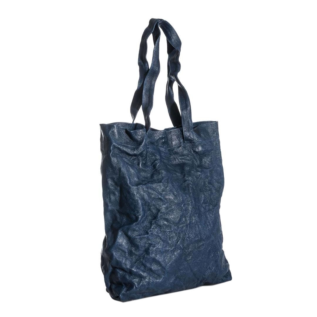Bilha Bags Crushed Leather Tote Bag – Navy - 1