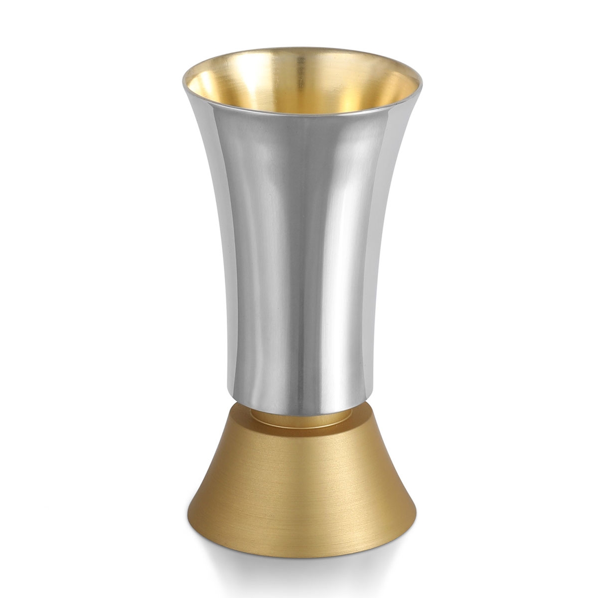 Bier Judaica 925 Sterling Silver Kiddush Cup With Golden Anodized Aluminum Base - 1