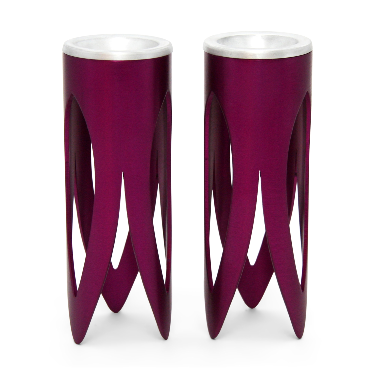 Caesarea Art Lotus Candlesticks – Purple - 1