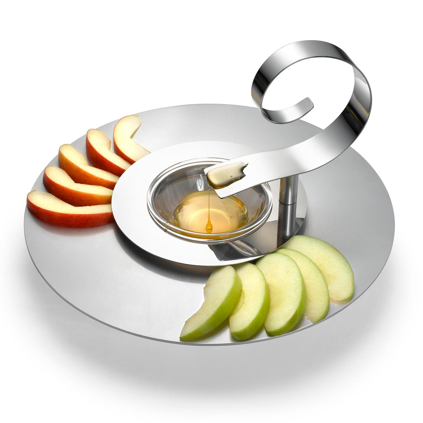 Laura Cowan Stainless Steel and Aluminum Spiral Apple and Honey Plate - 3