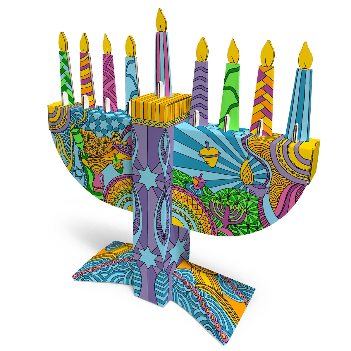 DIY Kids Hanukkah Menorah 3D Craft Set 10+ - 1