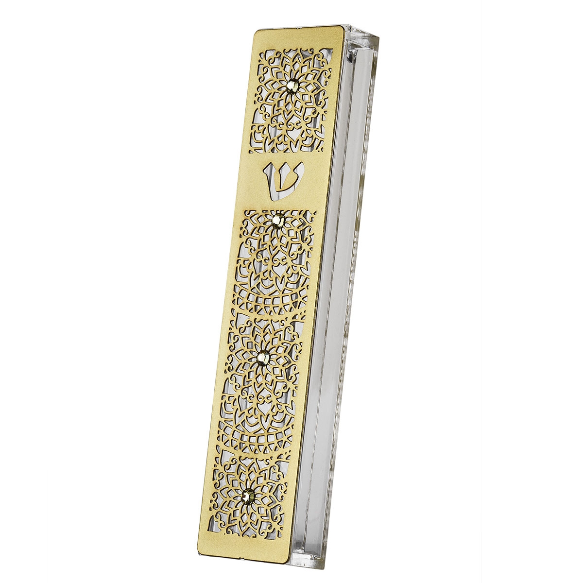 Dorit Judaica Gold-Plated Acrylic Mezuzah Case With Mandala Pattern - 1