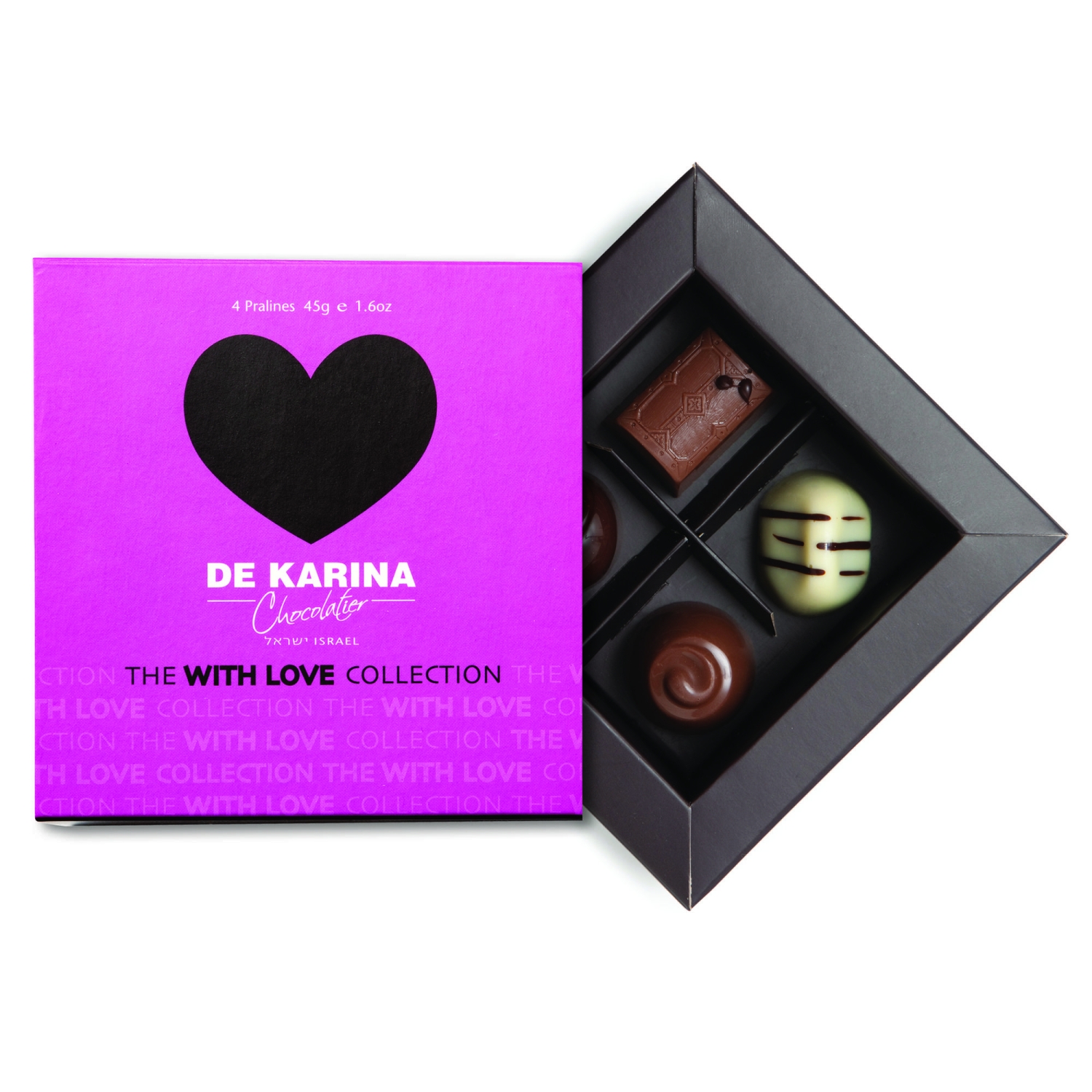 De Karina With Love Collection Handmade Pralines (Box of 4) - Pink - 1
