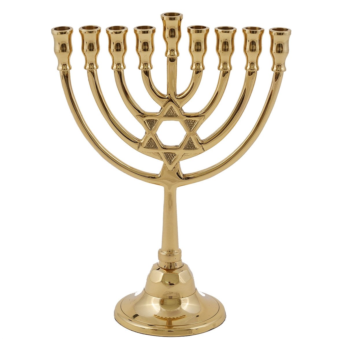 Yair Emanuel Brass Classic Hanukkah Menorah with Star of David