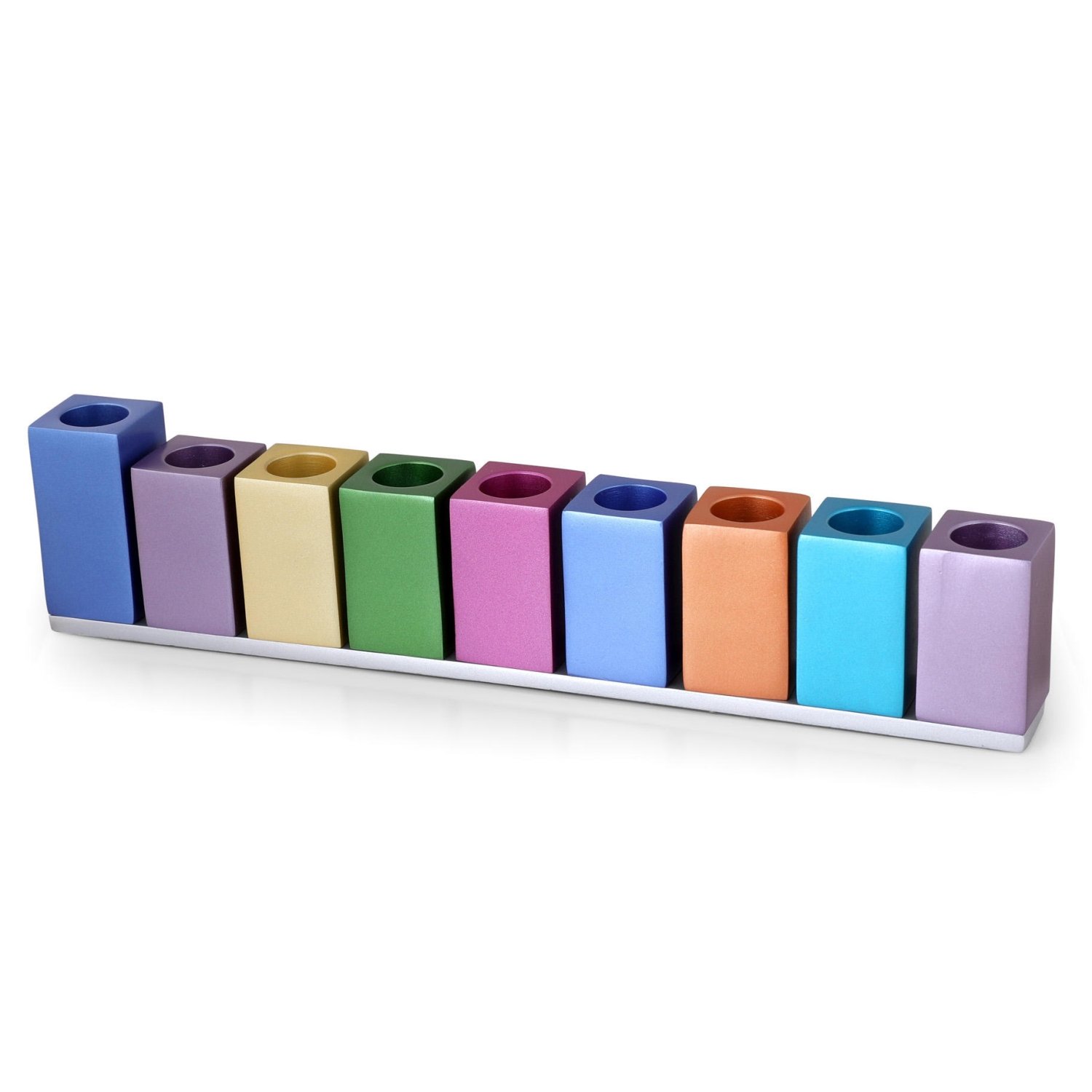 Yair Emanuel Anodized Aluminum Cubes Hanukkah Menorah (Choice of Colors) - 1