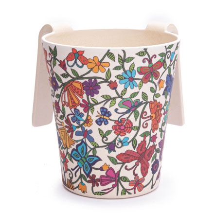 Yair Emanuel Bamboo Washing Cup - Butterflies and Flowers - 1