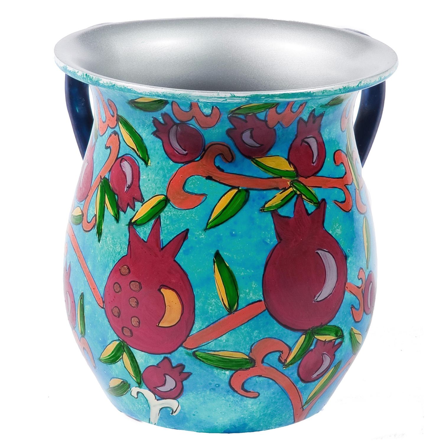 Yair Emanuel Hand Painted Metal Washing Cup - Pomegranates - 1