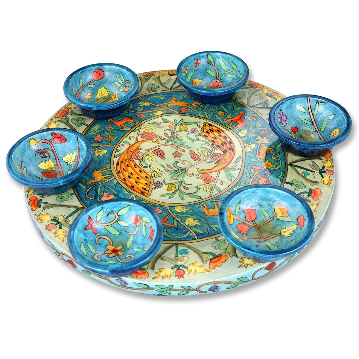 Seder Plate With Peacocks Design By Yair Emanuel - 1