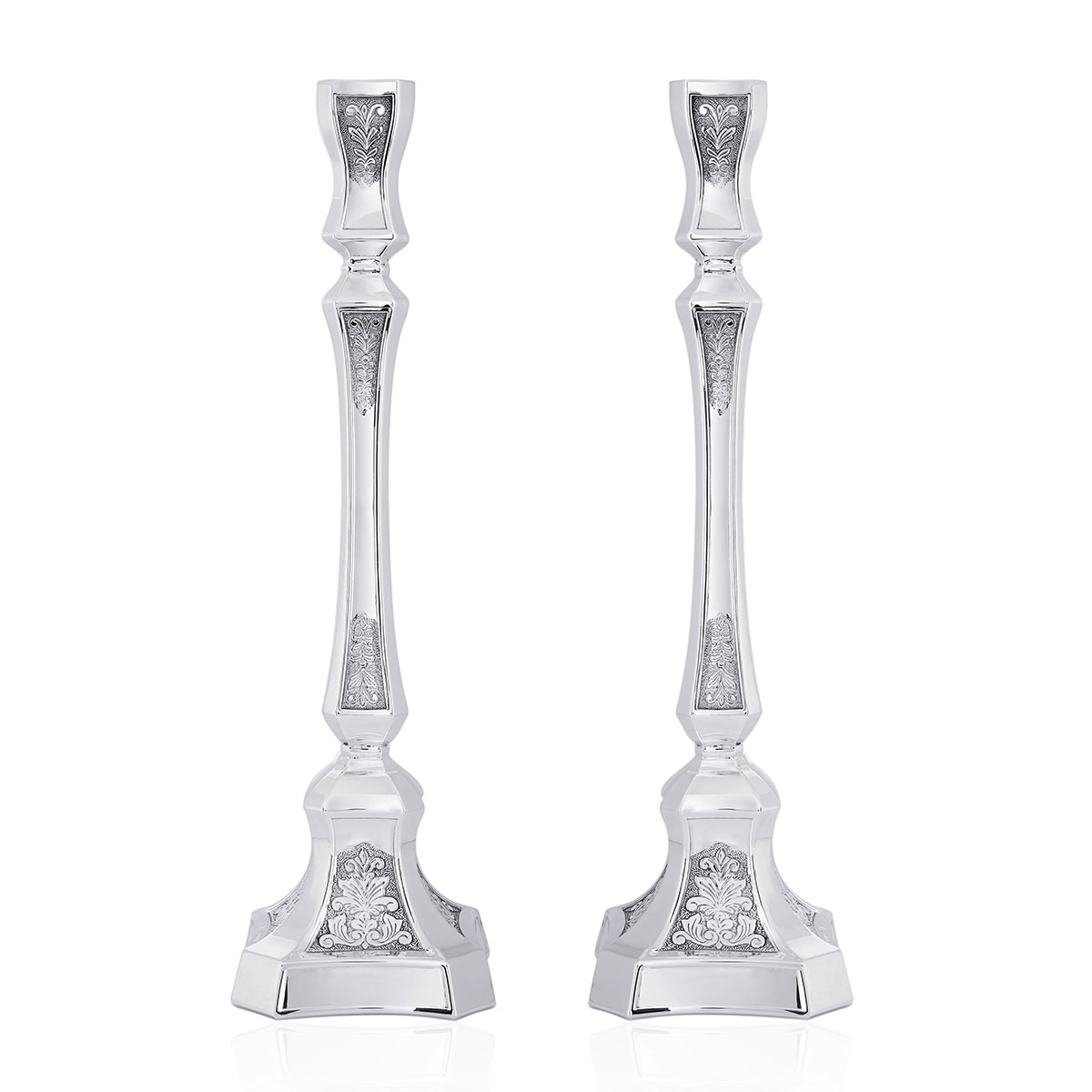 Elegant 925 Sterling Silver Candlesticks With Ornate Design - 1