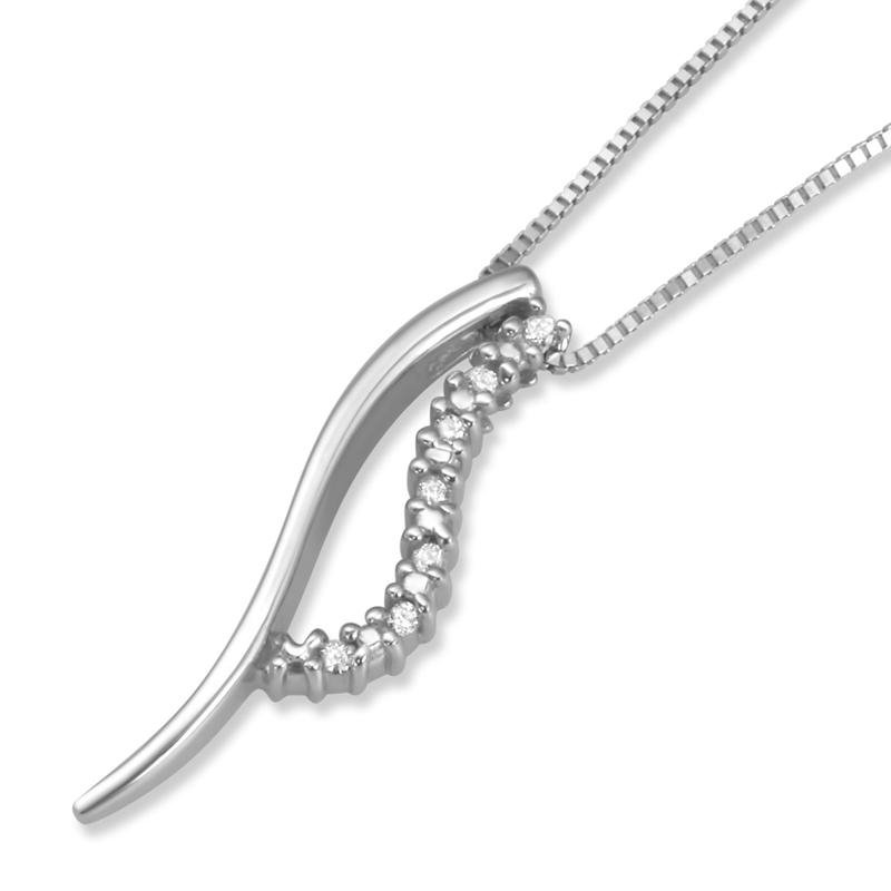 14K Gold Double Twist Diamond Pendant (Available in White or Yellow Gold) - 1