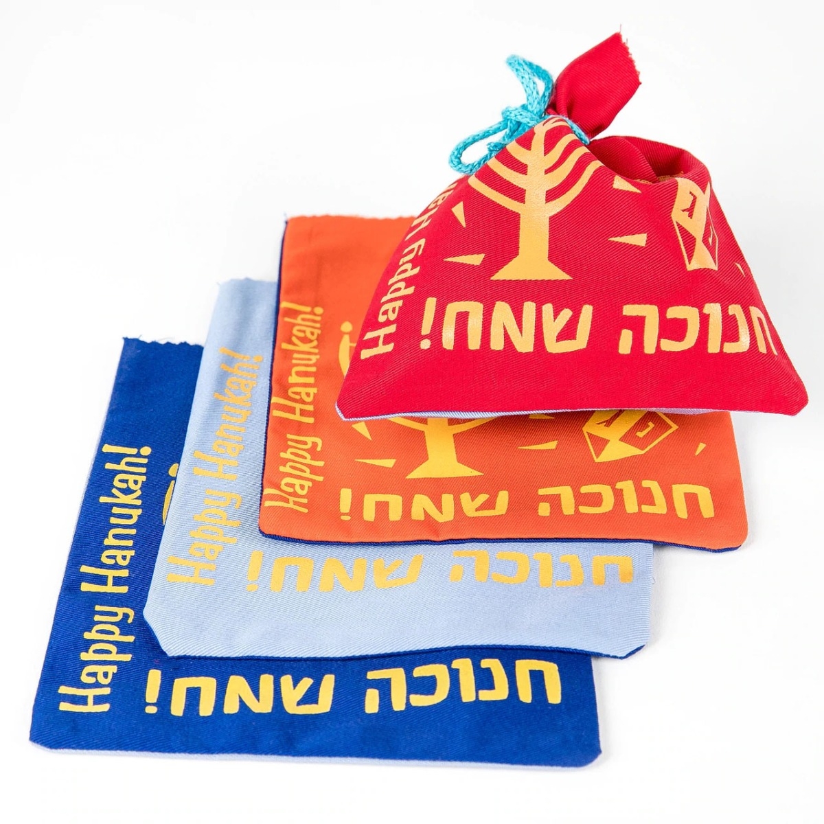 Barbara Shaw Set of Four Colorful Hanukkah Gelt Bags - 1