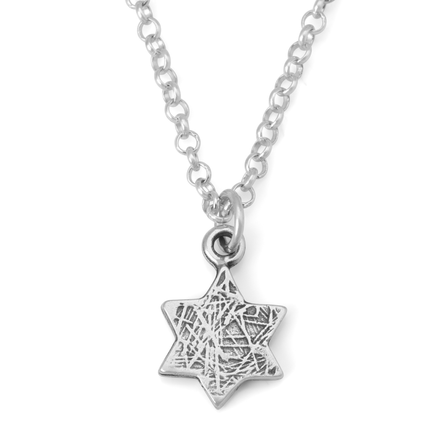 Double Sided Silver Star of David Necklace - 1
