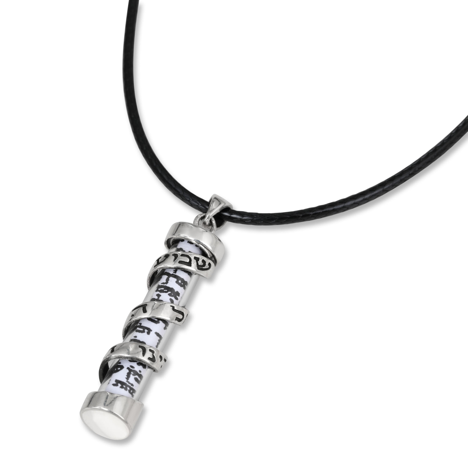 Galis Jewelry Sterling Silver Mezuzah Men's Necklace with Shema Yisrael - 1