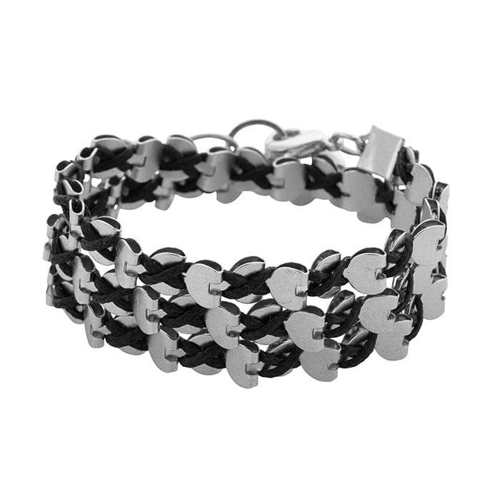 Hagar Satat Silver Wrap Hearts Two-in-One Bracelet/Necklace (Black) - 1