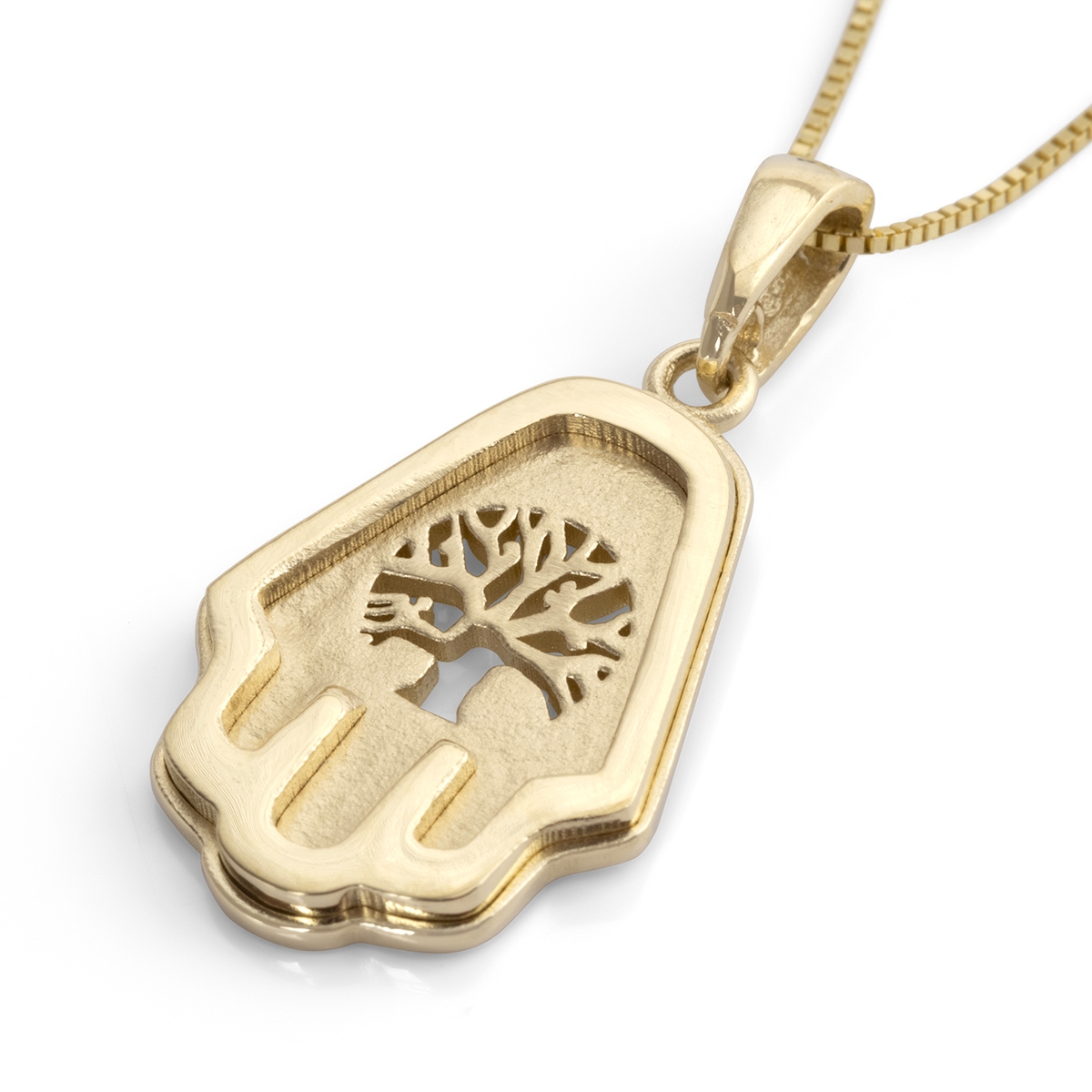 14K Gold Hamsa & Tree of Life Pendant Necklace - 1