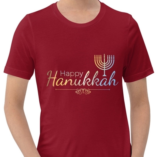 Happy Hanukkah Menorah Unisex T-Shirt - 1
