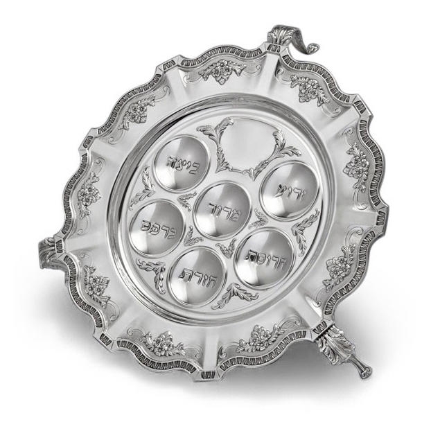 Hazorfim 925 Sterling Silver Seder Plate - Cobalt, Large - 1