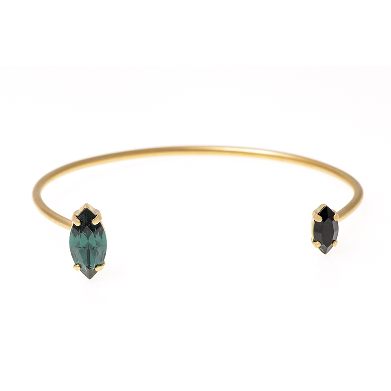 Hagar Satat 24K Plated Gold Swarovski Crystals Bracelet – Green - 1