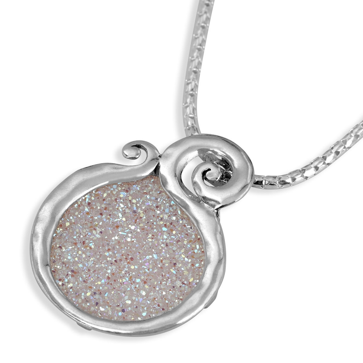Moriah Jewelry Abstract Pomegranate Opal Druzy Sterling Silver Necklace  - 1
