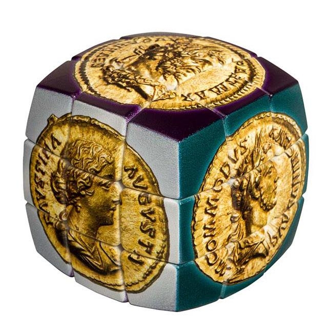 Israel Museum Roman Gold Coins Rubik's Cube (Green and Purple) - 1