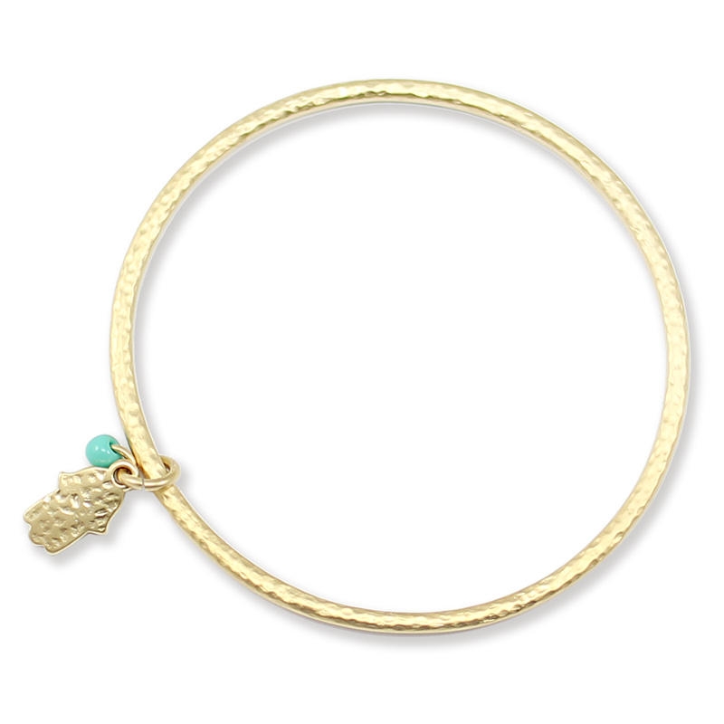 Danon Gold Plated Hamsa Bracelet with Turquoise Bead - 1