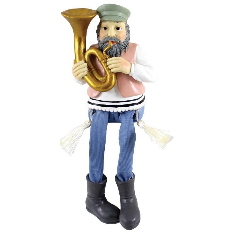 Jewish Playing Tuba Figurine with Cloth Legs - 1