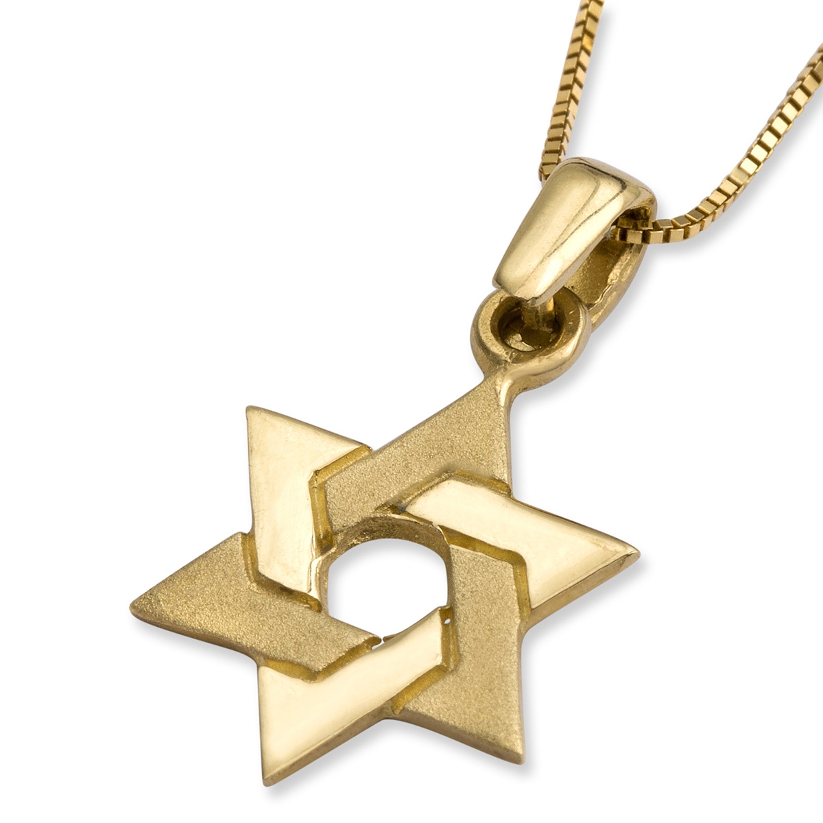 14K Yellow Gold Interlocking Star of David Pendant Necklace - 1