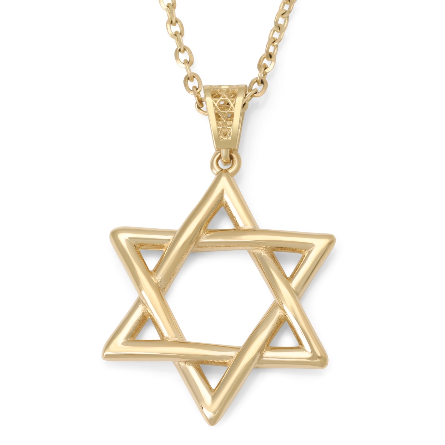 Luxurious 14K Gold Star of David Pendant Necklace - 1