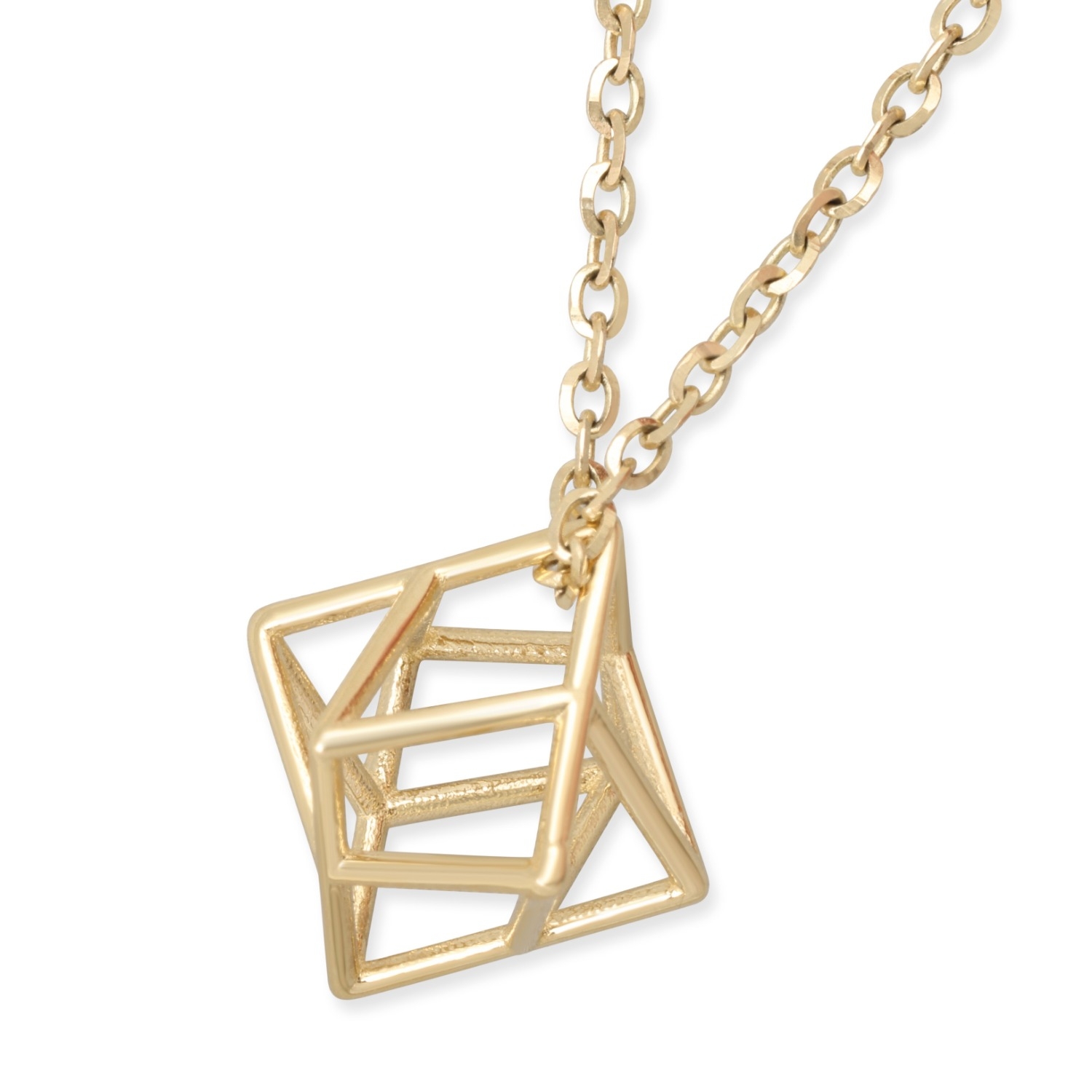 14K Gold Unisex Merkaba Star of David Pendant Necklace - 1