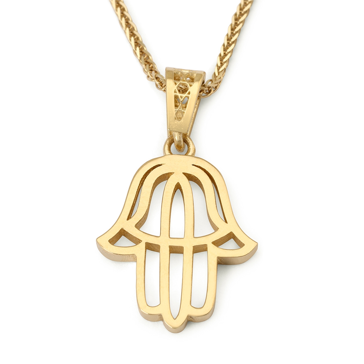 Stylish 14K Gold Hamsa Pendant Necklace - 1
