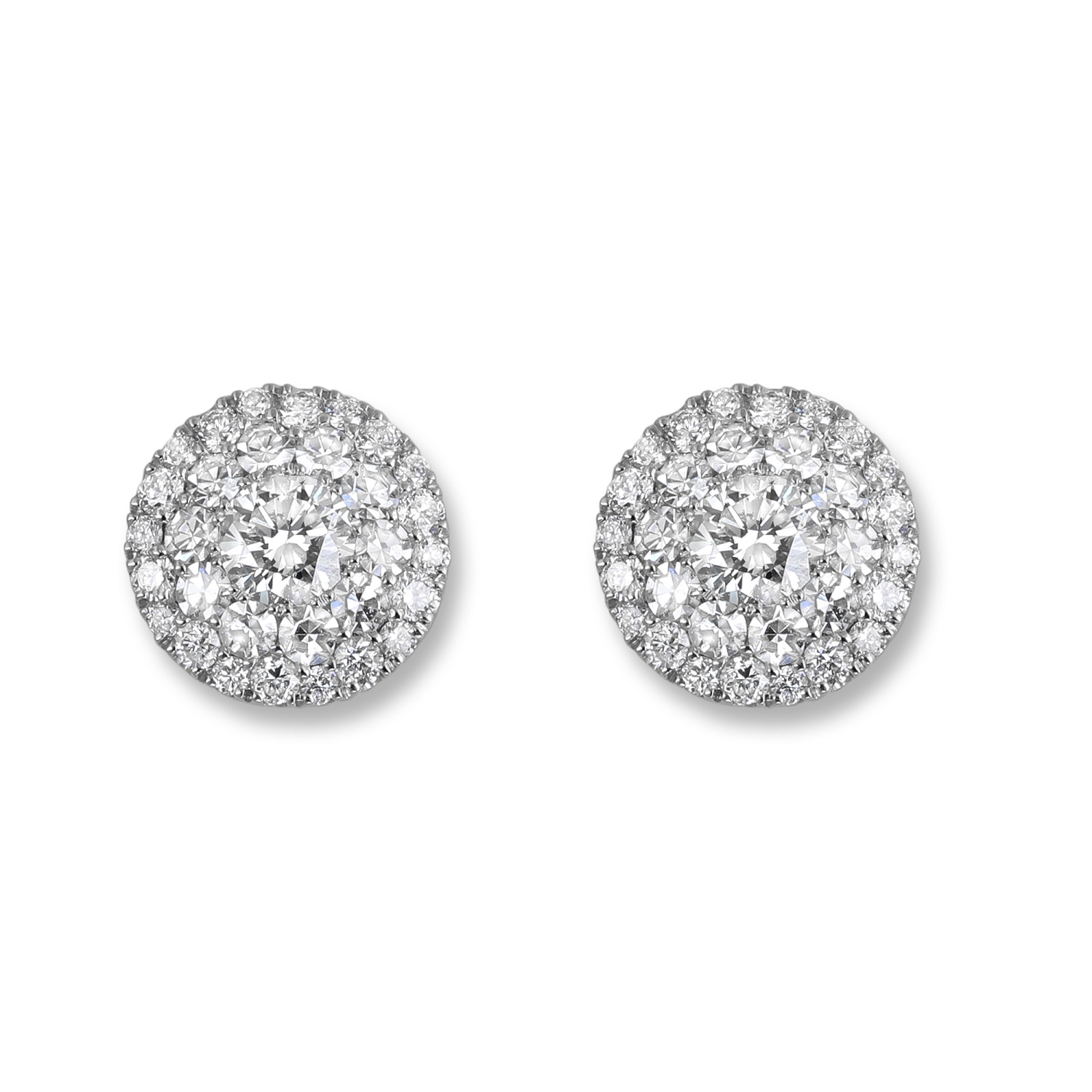 18K White Gold Cascading Diamond Stud Earrings - 2